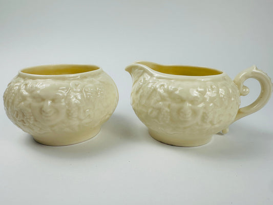Belleek Bacchus Sugar Bowl & Creamer