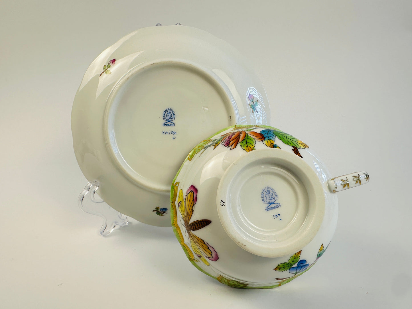Herend Porcelain Handpainted Butterfly Cup & Saucer