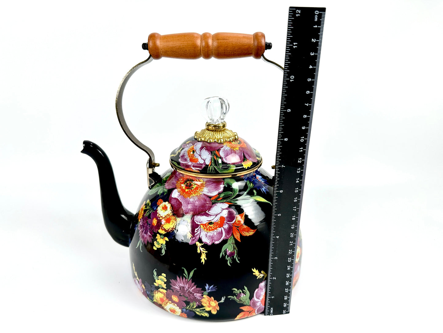 MacKenzie-Childs Flower Market 3 Qt Tea Kettle Black