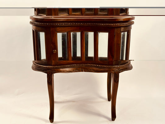 Wood & Glass Chocolate Table with Removable Top Tray