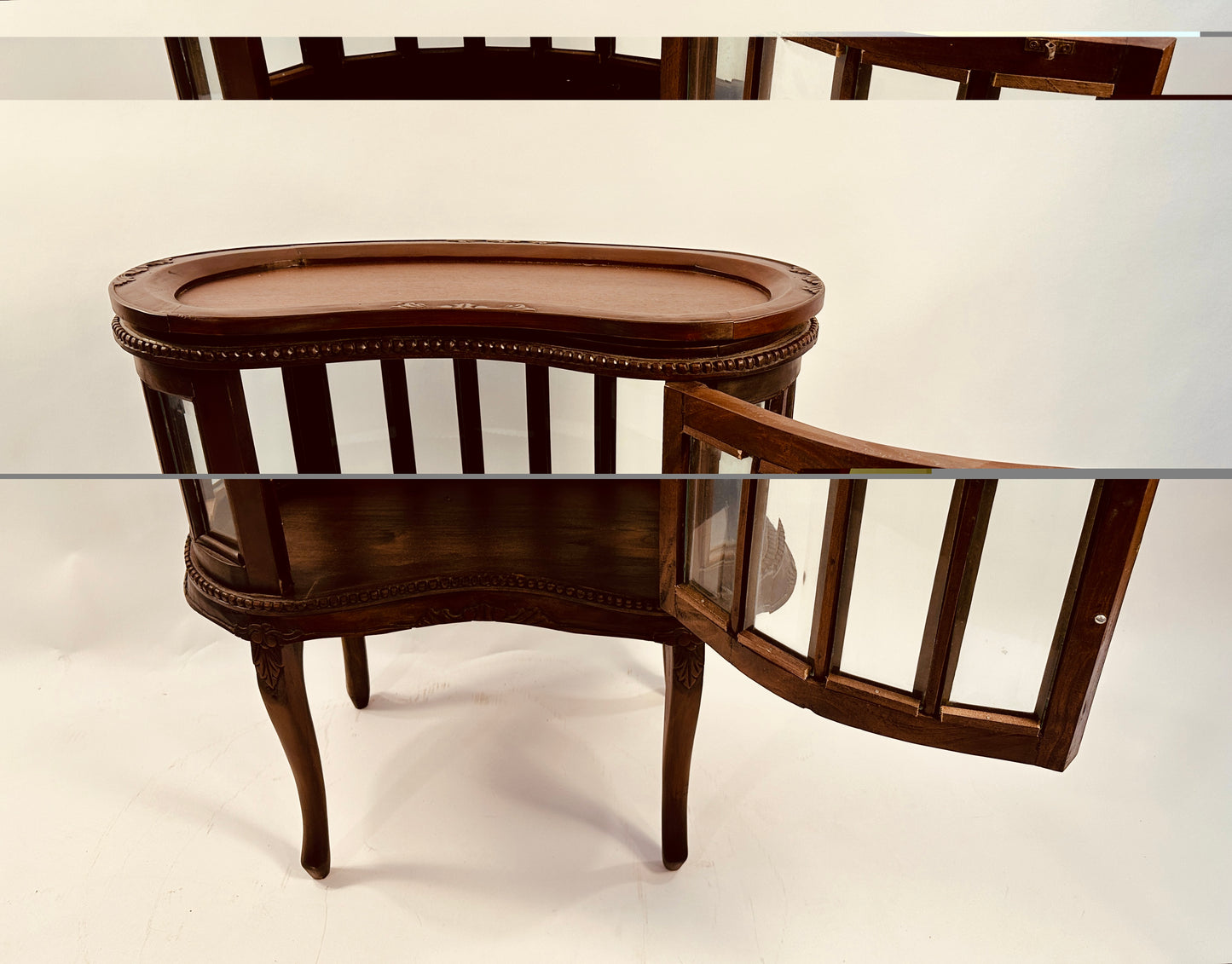 Wood & Glass Chocolate Table with Removable Top Tray